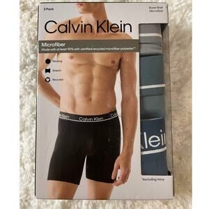 Calvin Klein Mens Microfiber 3 Pack Boxer Briefs NEW XL Blue Gray Green